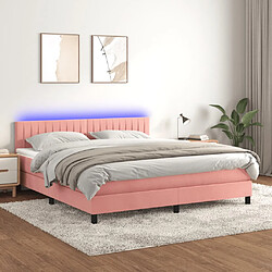 vidaXL Sommier à lattes de lit avec matelas et LED Rose 160x200 cm