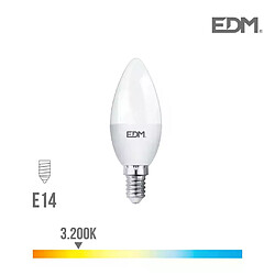 Edm Ampoule LED E14 7W Bougie équivalent à 48W - Blanc Chaud 3200K