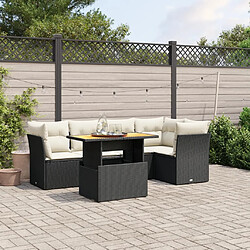 vidaXL Salon de jardin 5 pcs avec coussins noir résine tressée