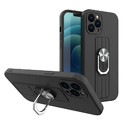 Ozzzo ring coque etui en silicone avec prise pour les doigts et support pour iphone 13 mini noir