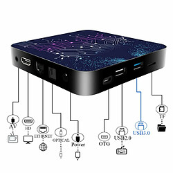 4 64Gb Tv Box Tp02 Rk3318 Android 10 Tv Box Avec Prise Télécommande 4 64G_Bu