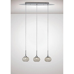 Luminaire Center Suspension Chelsie 3 Ampoules Line chrome poli/verre transparent