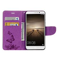 Acheter Wewoo Housse Étui Violet pour Huawei Mate 9 papillons gaufrage en cuir flip horizontal avec support & Slots de cartes Portefeuille & Longe