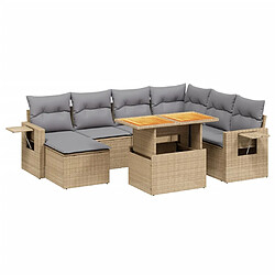 vidaXL Salon de jardin avec coussins 8 pcs beige résine tressée