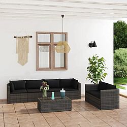 Maison Chic Salon de jardin 7 pcs + coussins - Mobilier/Meubles de jardin - Table et chaises d'extérieur Résine tressée Gris -MN42446