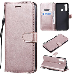 Etui en PU couleur unie avec support or rose pour votre Xiaomi Redmi Note 8T