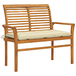 Maison Chic Banc de jardin | Banquette de jardin | Chaise Relax avec coussin blanc crème 112 cm Bois de teck -MN62344