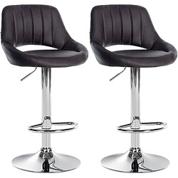 Decoshop26 Lot de 2 tabourets de bar avec repose-pieds en forme d'arc assise en similicuir marron cadre en métal TDB10750