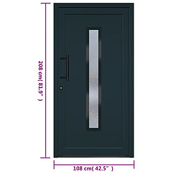 vidaXL Porte d'entrée anthracite 108x208 cm PVC pas cher