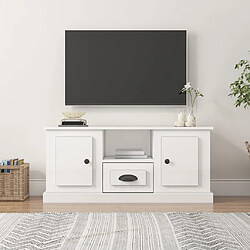 Maison Chic Meuble TV scandinave - Banc TV pour salon blanc brillant 100x35,5x45 cm bois d'ingénierie -MN12291