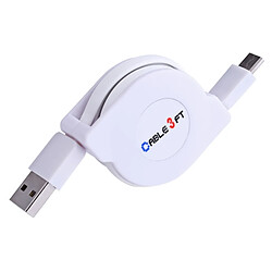 Wewoo Câble blanc pour Samsung Galaxy S8 & S8 + / LG G6 / Huawei P10 & P10 Plus / Xiaomi Mi6 & Max 2 et autres Smartphones 1m 2A 110 fils de cuivre noyau rétractable USB-C / Type-C vers USB de chargement de synchronisation de données,