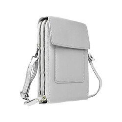 Avizar Pochette Bandoulière Smartphone en Simili cuir Sangle 130cm gris