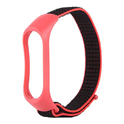 Wewoo Bracelet pour montre connectée Smartwatch en tissé nylon Xiaomi Mi Band 3/4 rouge noir