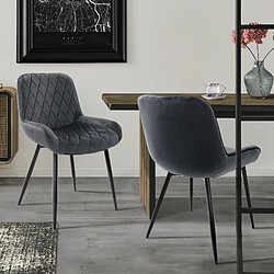 ML-Design Lot de 2 chaises de salle à manger Chaise de salon Chaise de cuisine Anthracite velours