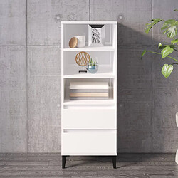 vidaXL Buffet haut Blanc brillant 40x36x110 cm Bois d'ingénierie