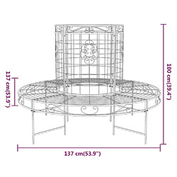 vidaXL Banc circulaire tour d'arbre Ø137 cm Noir Acier pas cher