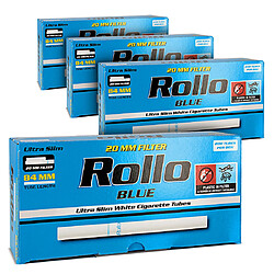 Pack de 4 Boîtes de 200 Tubes Rollo Blue Ultra Slim pour Cigarettes 84 mm x 6.5 mm