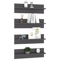 Avis vidaXL Étagères murales 4 pcs gris brillant bois d'ingénierie