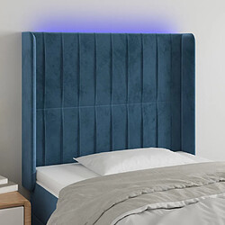 Maison Chic Tête de lit scandinave à LED,meuble de chambre Bleu foncé 103x16x118/128 cm Velours -MN20586