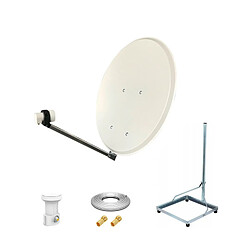 Sedea Kit Antenne Parabole 65 cm Acier + Support balcon Acier 1m pour dalle béton 50X50cm + LNB single + Câble coax 25m + 2 fiches F