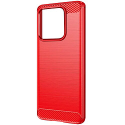 Avizar Coque pour Xiaomi 13 Renforcée Souple Effet Carbone Brossé Rouge