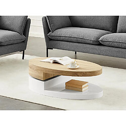 Vente-Unique Table basse avec plateau pivotant - MDF - Naturel et blanc - VITALY