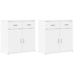 vidaXL Buffets 2 pcs blanc 79x38x80 cm bois d’ingénierie