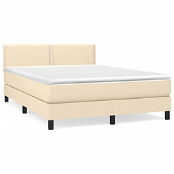 vidaXL Sommier à lattes de lit avec matelas Crème 140x190 cm Tissu