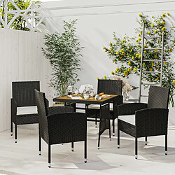 Maison Chic Mobilier à dîner 5 pcs de jardin - Ensemble table et chaises d'extérieur - Salon/Mobilier de jardin classique Résine tressée Noir -MN21134