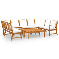 Maison Chic Salon de jardin 9 pcs - Table et chaises d'extérieur - Mobilier/Meubles de jardin Moderne avec coussin Crème Bois d'acacia solide -MN96258