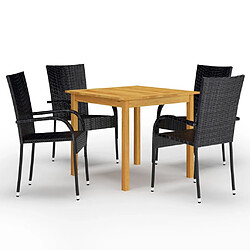 Salle à manger de jardin 5 pcs,Table et chaise à dîner Noir -MN80841