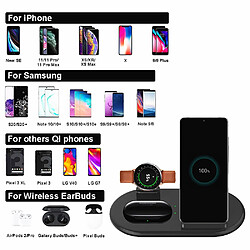 Acheter Universal Chargeur sans fil noir Qi charge support Samsung Buds S8 S9 S10 S20 Plus Note 910 pour 11 x XS XR montre