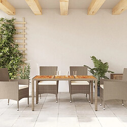 Avis Maison Chic Table de jardin | Table d'extérieur beige 150x90x75 cm résine tressée bois d'acacia -GKD56729