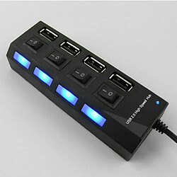 4 Ports USB 2.0 Multi Chargeur Hub + Adaptateur Haute Vitesse Interrupteur Marche / Arrêt PC Noir