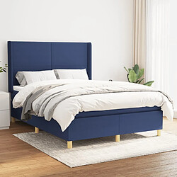 Maison Chic Lit adulte- Lit + matelas,Sommier à lattes de lit avec matelas Bleu 140x190 cm Tissu -GKD73733