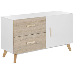 Beliani Commode effet bois clair / blanc 1 porte 2 tiroirs FILI