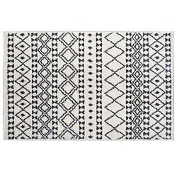 Atmosphera, Createur D'Interieur Tapis etnique à motifs géométriques - Noir et Blanc - 120 x 170 cm