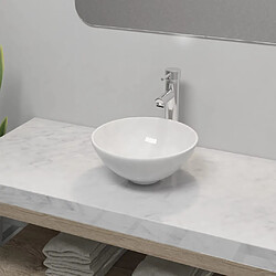 vidaXL Lavabo de salle de bain avec mitigeur Céramique Rond Blanc