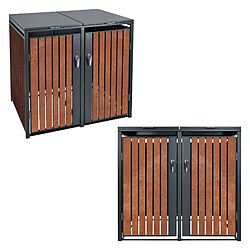 ML-Design Habillage de poubelle anthracite acier conteneur abri range 4 poubelles 4x240L