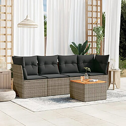 Maison Chic Ensemble de 5 Tables et chaises d'extérieur avec coussins,Salon de jardin gris résine tressée -GKD568605