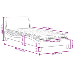 Vidaxl Lit avec matelas gris clair 90x190 cm tissu pas cher