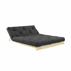 Inside 75 Canapé convertible futon ROOTS pin naturel coloris gris foncé couchage 160x200 cm