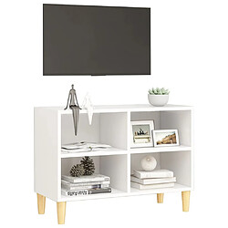 Avis Maison Chic Meuble TV scandinave avec pieds - Banc TV pour salon en bois massif Blanc 69,5x30x50 cm -MN29015