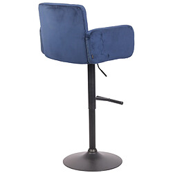 Avis Decoshop26 Tabouret de bar pivotant en velours bleu et métal noir avec accoudoirs repose-pieds et dossier TDB10655