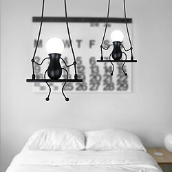 Avis Stoex Lot de 2 Suspension Luminaire Petit Homme en Fer Lampe Créative Design de Gens Moderne Pendentif Enfants Chambre Salon E27 Noir