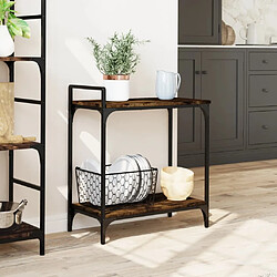 Acheter Maison Chic Desserte de cuisine | Chariot de cuisine | Meuble de rangement roulant chêne fumé 60,5x31x72,5 cm bois d'ingénierie -GKD13506