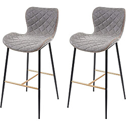 Decoshop26 2x tabourets de bar en synthétique gris aspect daim repose-pieds TDB04059