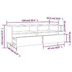 vidaXL Meuble TV gris béton 100x34,5x44,5 cm bois d'ingénierie pas cher