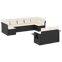 Maison Chic Ensemble Tables et chaises d'extérieur 9 pcs avec coussins,Salon de jardin noir résine tressée -GKD943300