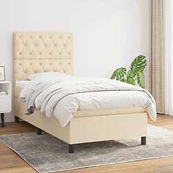 Maison Chic Structures de lit + matelas,Lit à sommier tapissier avec matelas Crème 80x200 cm Tissu -MN85026